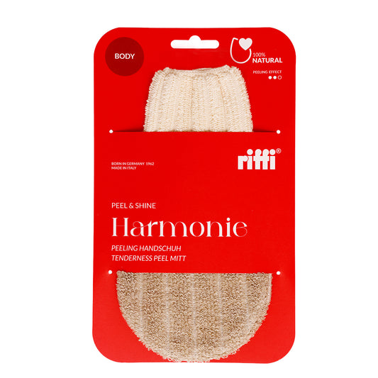 riffi Harmonie Massage Handschuh Peel & Shine – sanftes Peeling und Massage für spürbar weiche Haut, aus Leinen und Baumwolle