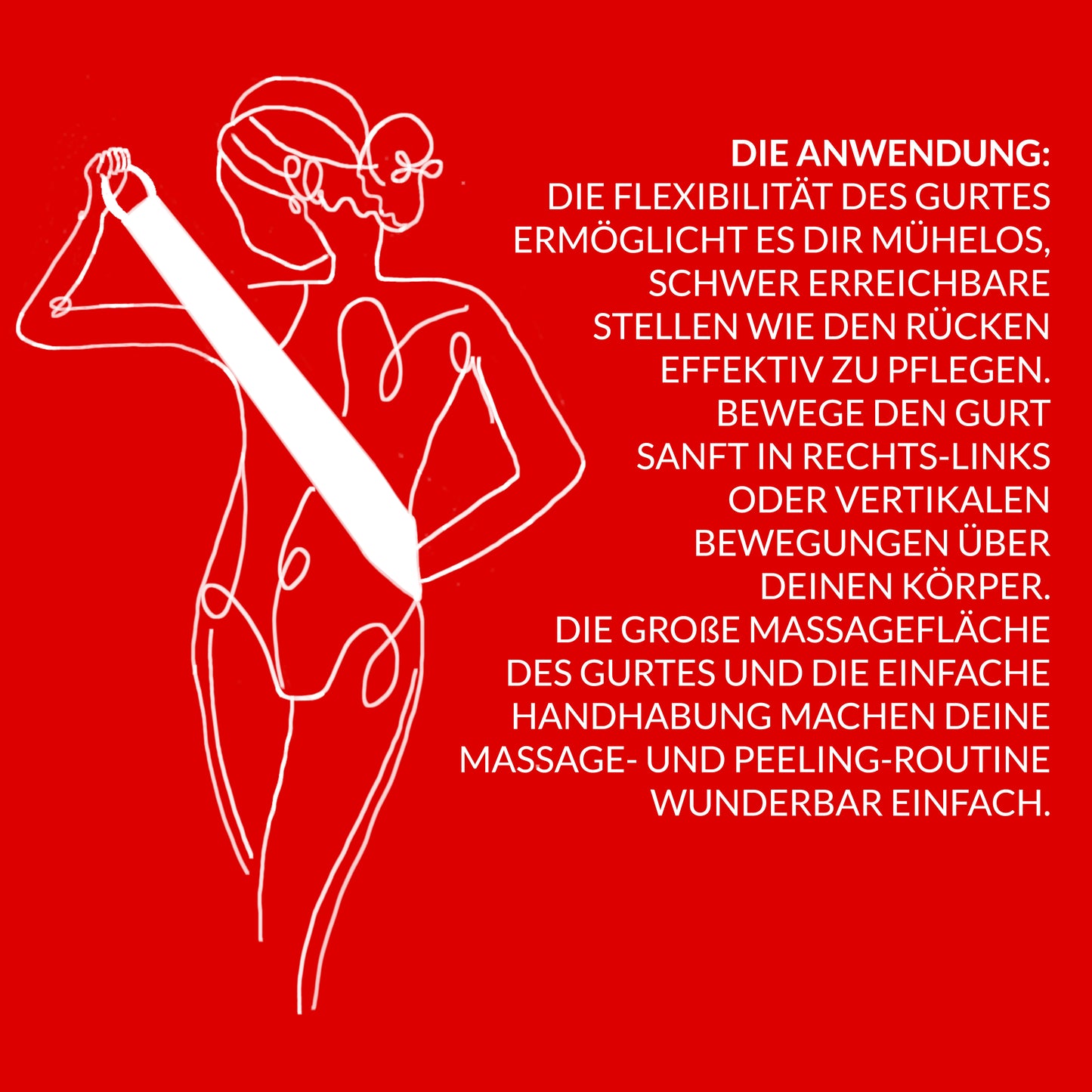 Anwendung des riffi Lebendigkeit Massagegurts über dem Rücken – flexible Massagehilfe für schwer erreichbare Stellen