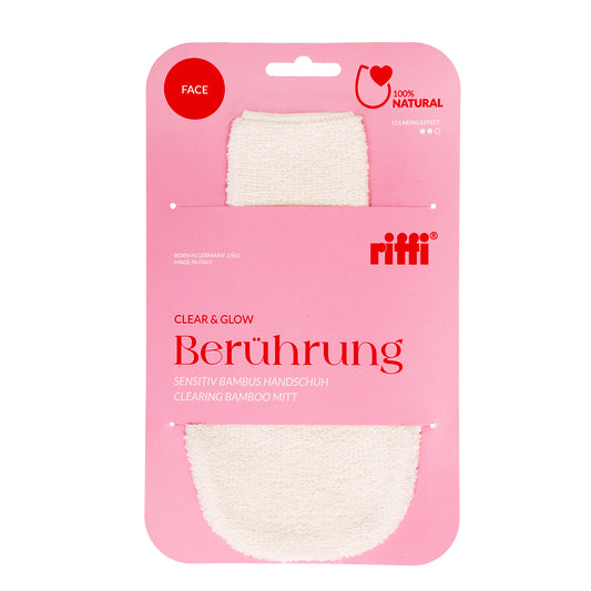 riffi Berührung Kosmetik Handschuh Clear & Glow – sanfter Gesichtsreinigungshandschuh aus Bambus und Baumwolle für natürliche Pflege und frische Haut
